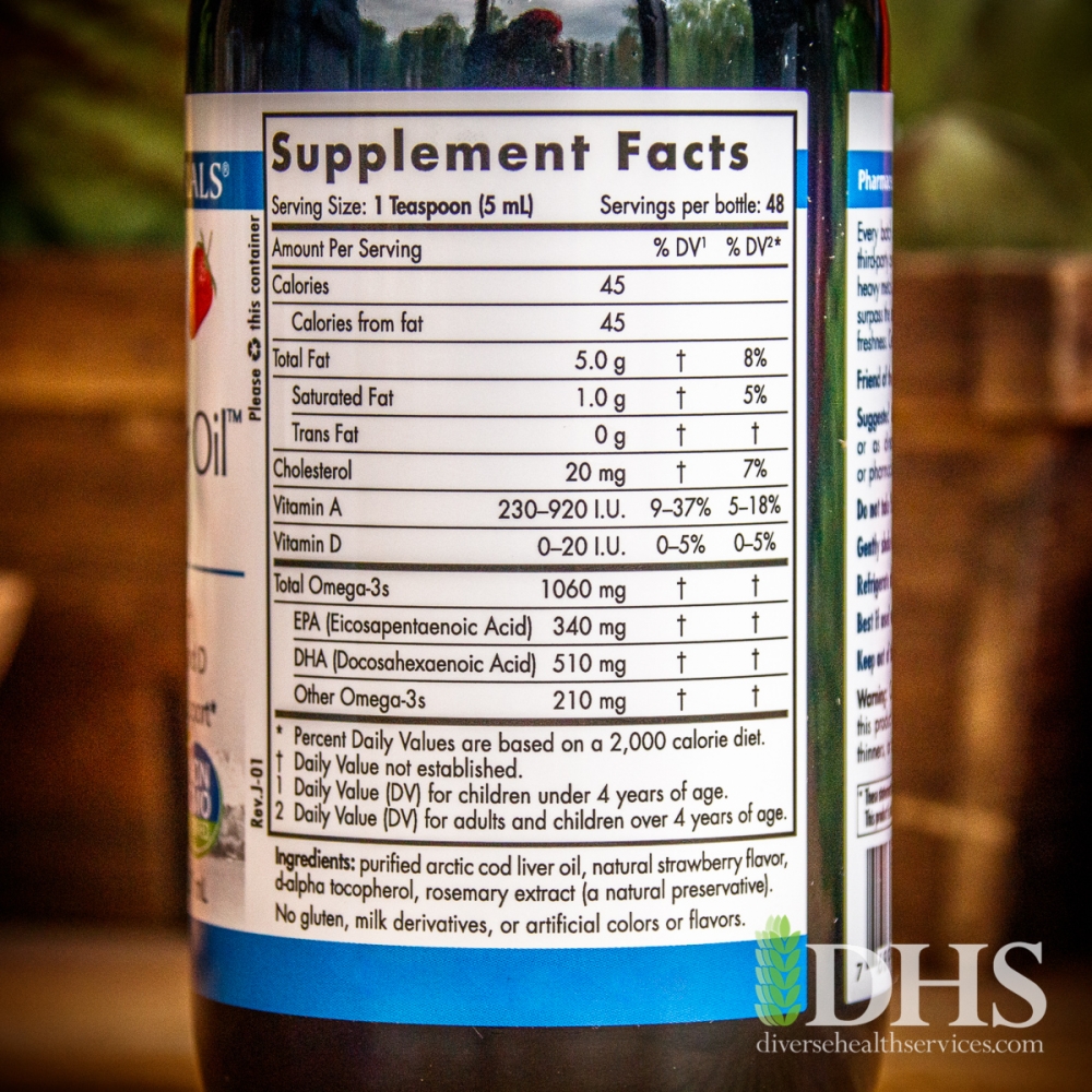 Cod Liver Oil Nutrition Chart